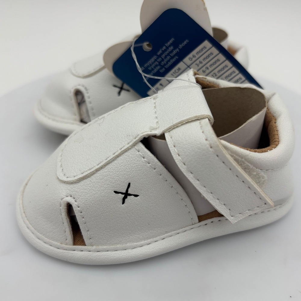 NEW White Baby Fisherman Sandal Shoe Hook Loop Strap Infant Size 1 0-6 Months‎